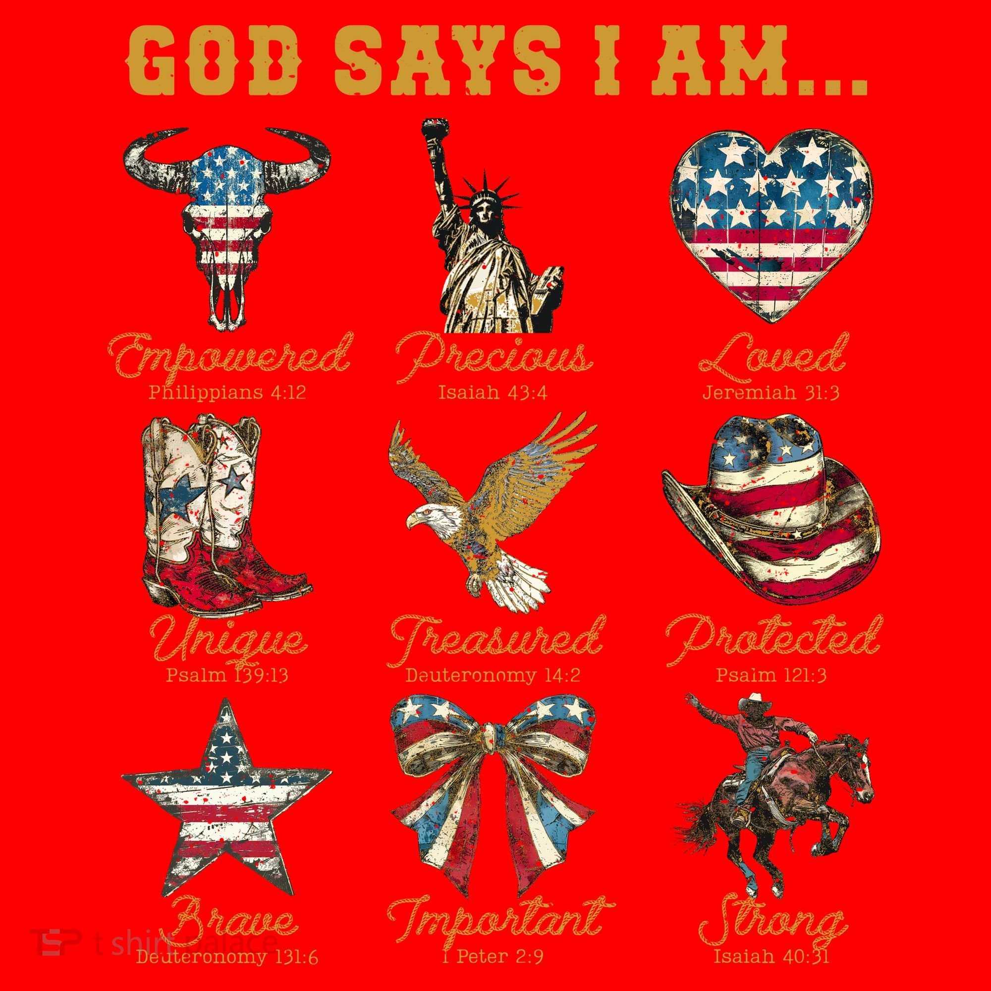 Western God Says I Am 4th Of July Distressed Santa Hat