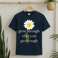 Wo Grow Through What You Go Through Daisy Inspirational Quote V-Neck T-Shirt thumb 2