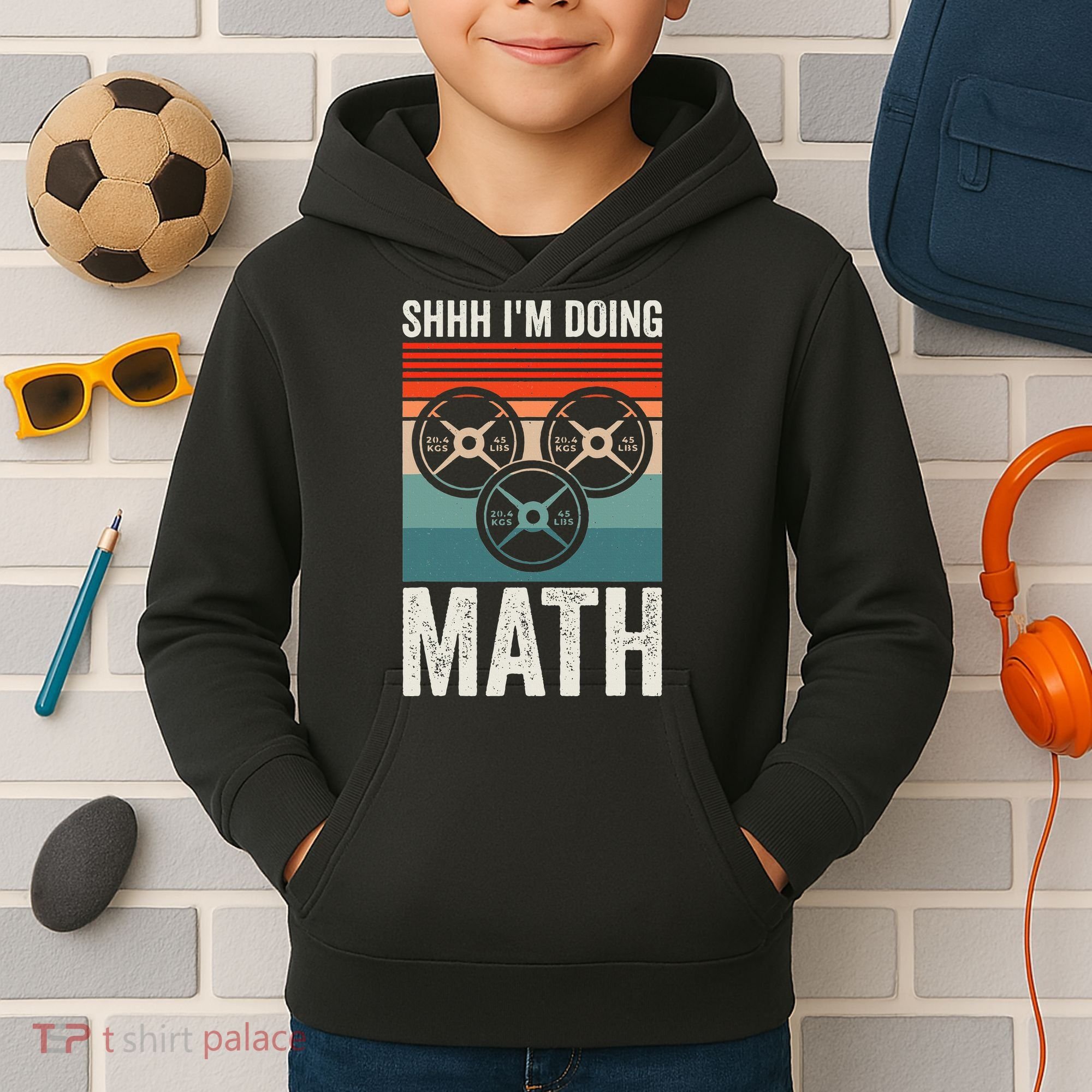 Weightlifting Gym Workout Lover Shhh Im Doing Math Kids Hoodie
