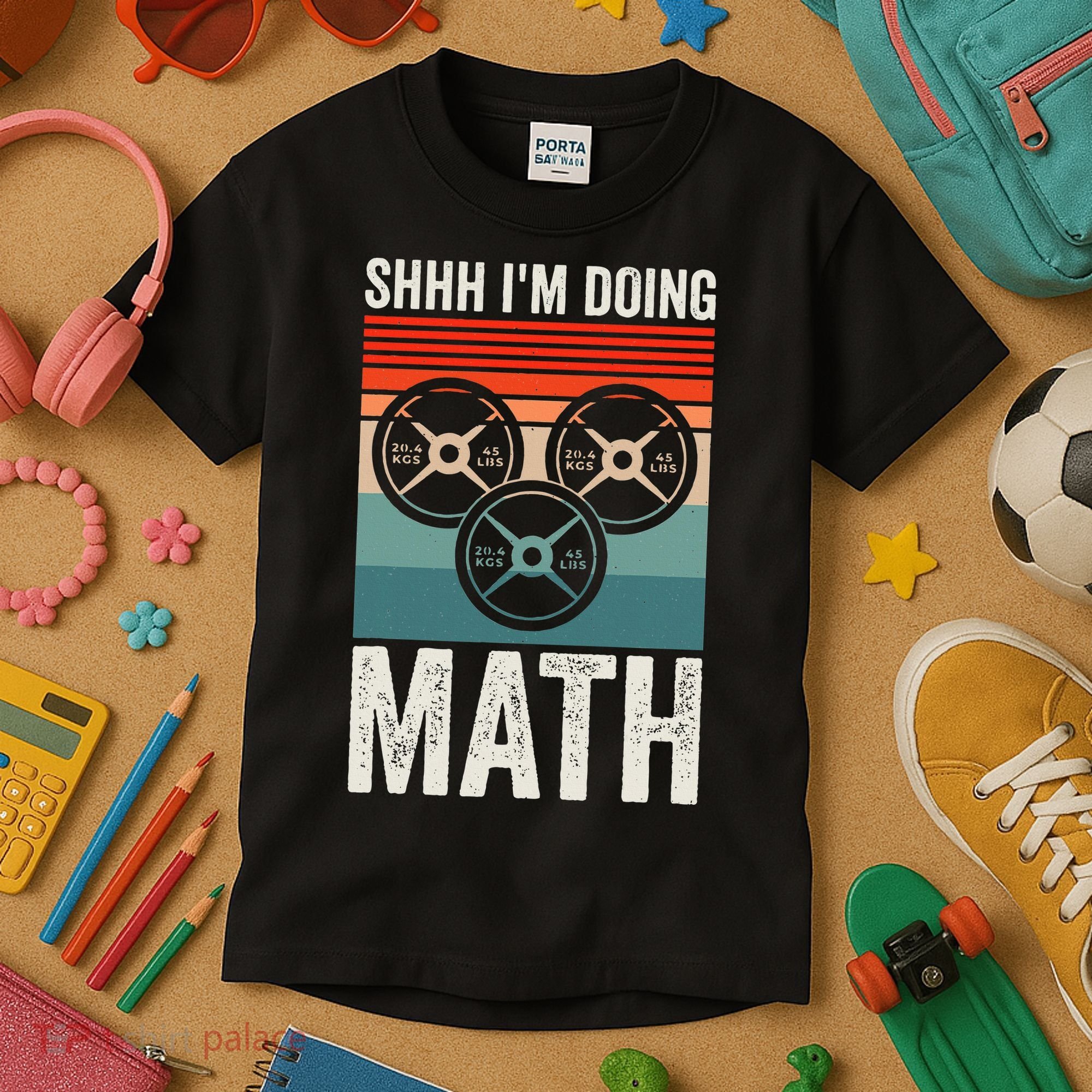 Weightlifting Gym Workout Lover Shhh Im Doing Math Kids T-Shirt
