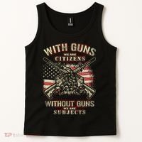 With Guns We Are Citizens T American Flag Tank Top thumb 2