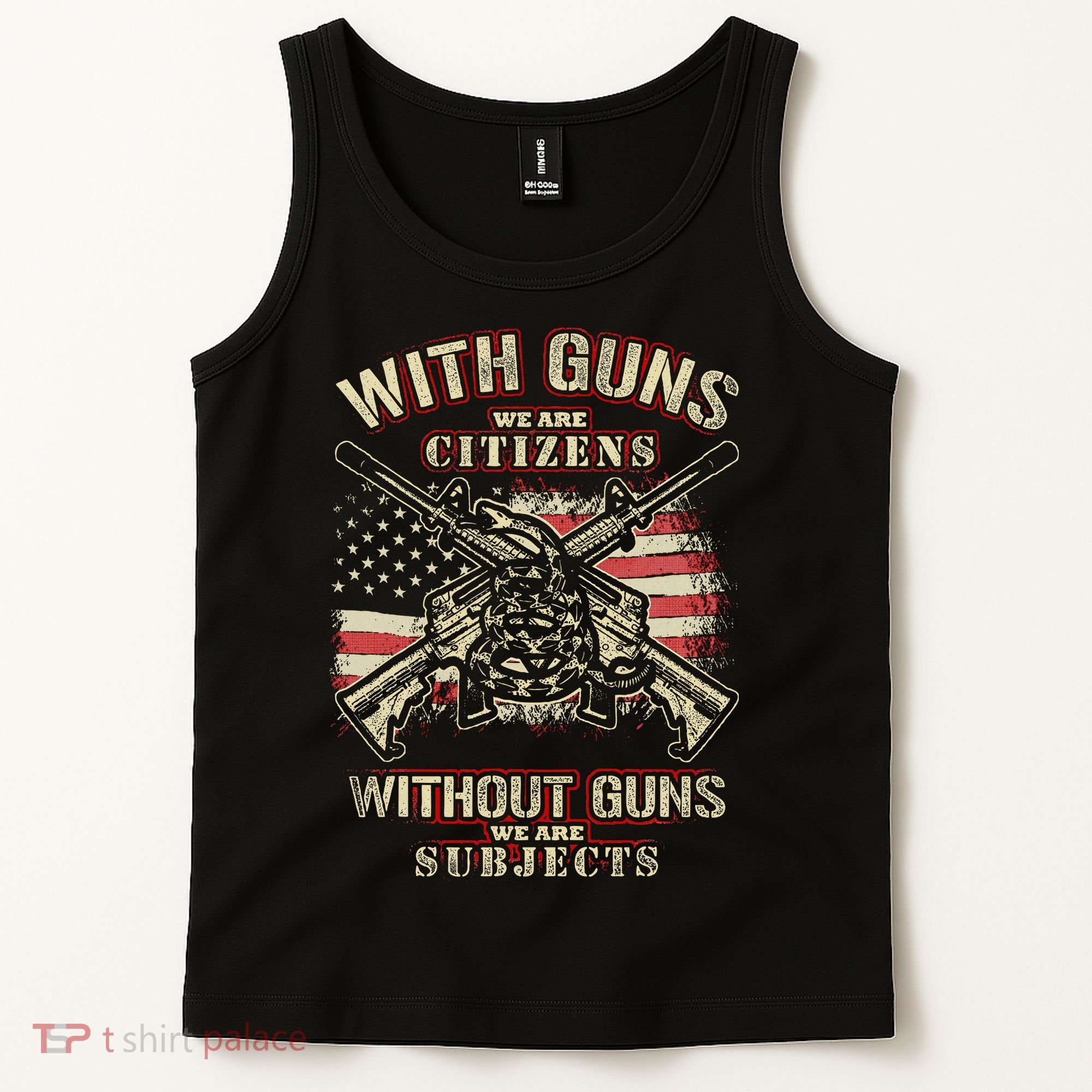 With Guns We Are Citizens T American Flag Tank Top