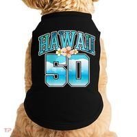 Wo Hawaii 50 50th Birthday Hawaiian Aloha Beach Hibiscus Doggie Tank thumb 0