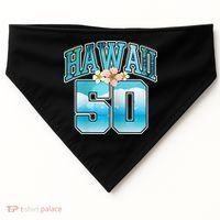 Wo Hawaii 50 50th Birthday Hawaiian Aloha Beach Hibiscus USA-Made Doggie Bandana thumb 0