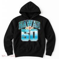 Wo Hawaii 50 50th Birthday Hawaiian Aloha Beach Hibiscus Hoodie thumb 0