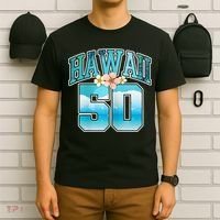 Wo Hawaii 50 50th Birthday Hawaiian Aloha Beach Hibiscus T-Shirt thumb 6