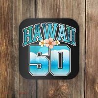 Wo Hawaii 50 50th Birthday Hawaiian Aloha Beach Hibiscus Coaster thumb 0