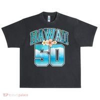 Wo Hawaii 50 50th Birthday Hawaiian Aloha Beach Hibiscus Urban Oversized Heavyweight T-Shirt thumb 0