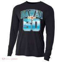 Wo Hawaii 50 50th Birthday Hawaiian Aloha Beach Hibiscus Cooling Performance Long Sleeve Crew thumb 0