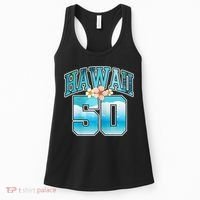 Wo Hawaii 50 50th Birthday Hawaiian Aloha Beach Hibiscus Women's Tank Top thumb 0