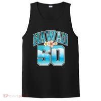 Wo Hawaii 50 50th Birthday Hawaiian Aloha Beach Hibiscus PosiCharge Competitor Tank thumb 0