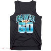 Wo Hawaii 50 50th Birthday Hawaiian Aloha Beach Hibiscus Tank Top thumb 0
