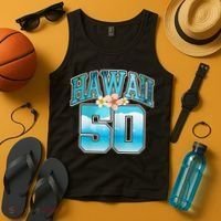 Wo Hawaii 50 50th Birthday Hawaiian Aloha Beach Hibiscus Tank Top thumb 4
