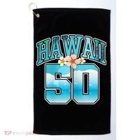 Wo Hawaii 50 50th Birthday Hawaiian Aloha Beach Hibiscus Golf Towel thumb 0