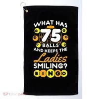 What Has 75 Balls And Keeps The Ladies Smiling Golf Towel thumb 0