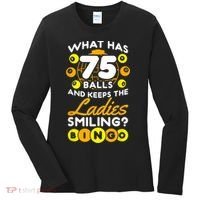 What Has 75 Balls And Keeps The Ladies Smiling Women's Long Sleeve Shirt thumb 0