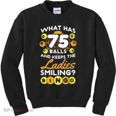 What Has 75 Balls And Keeps The Ladies Smiling Kids Sweatshirt