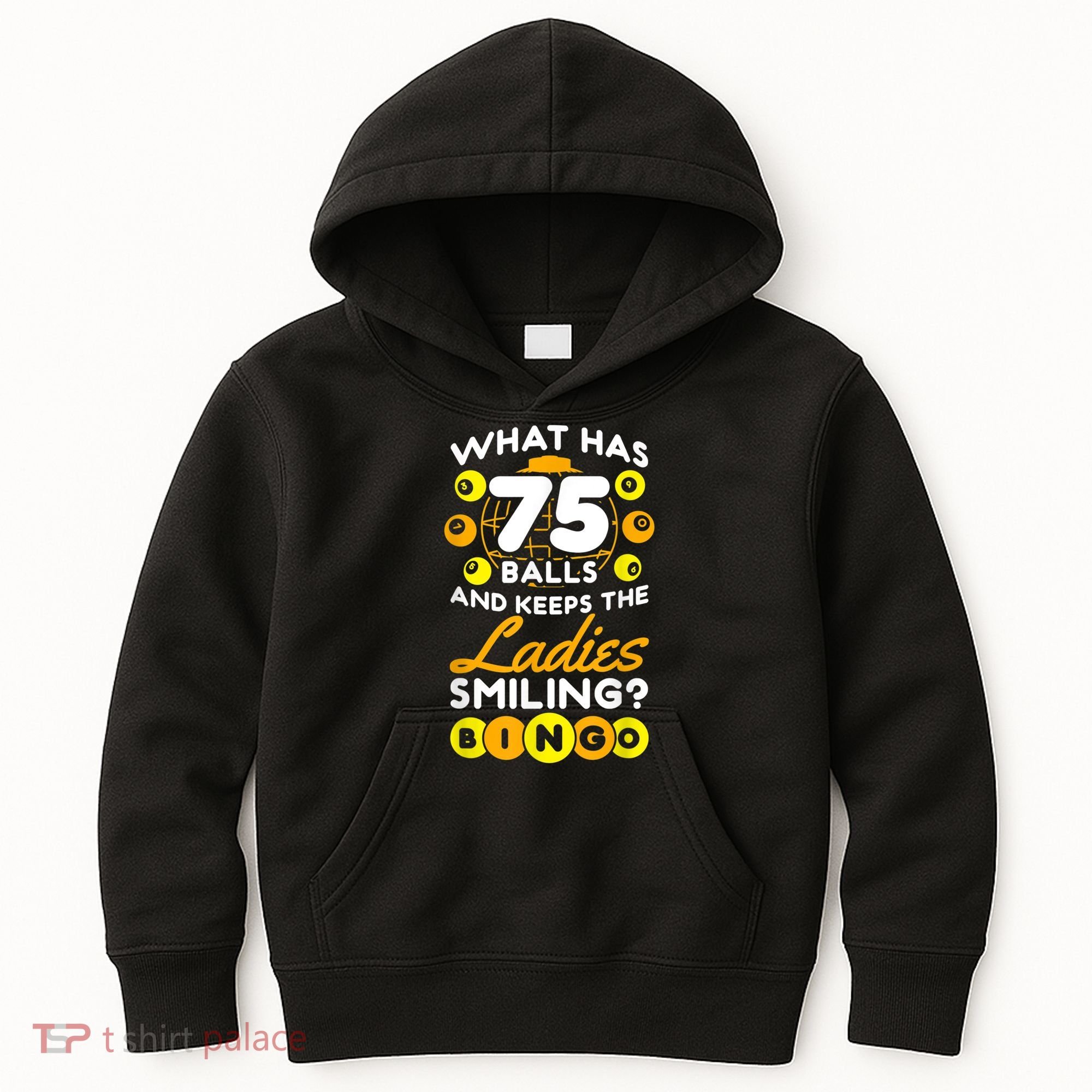 What Has 75 Balls And Keeps The Ladies Smiling Kids Hoodie