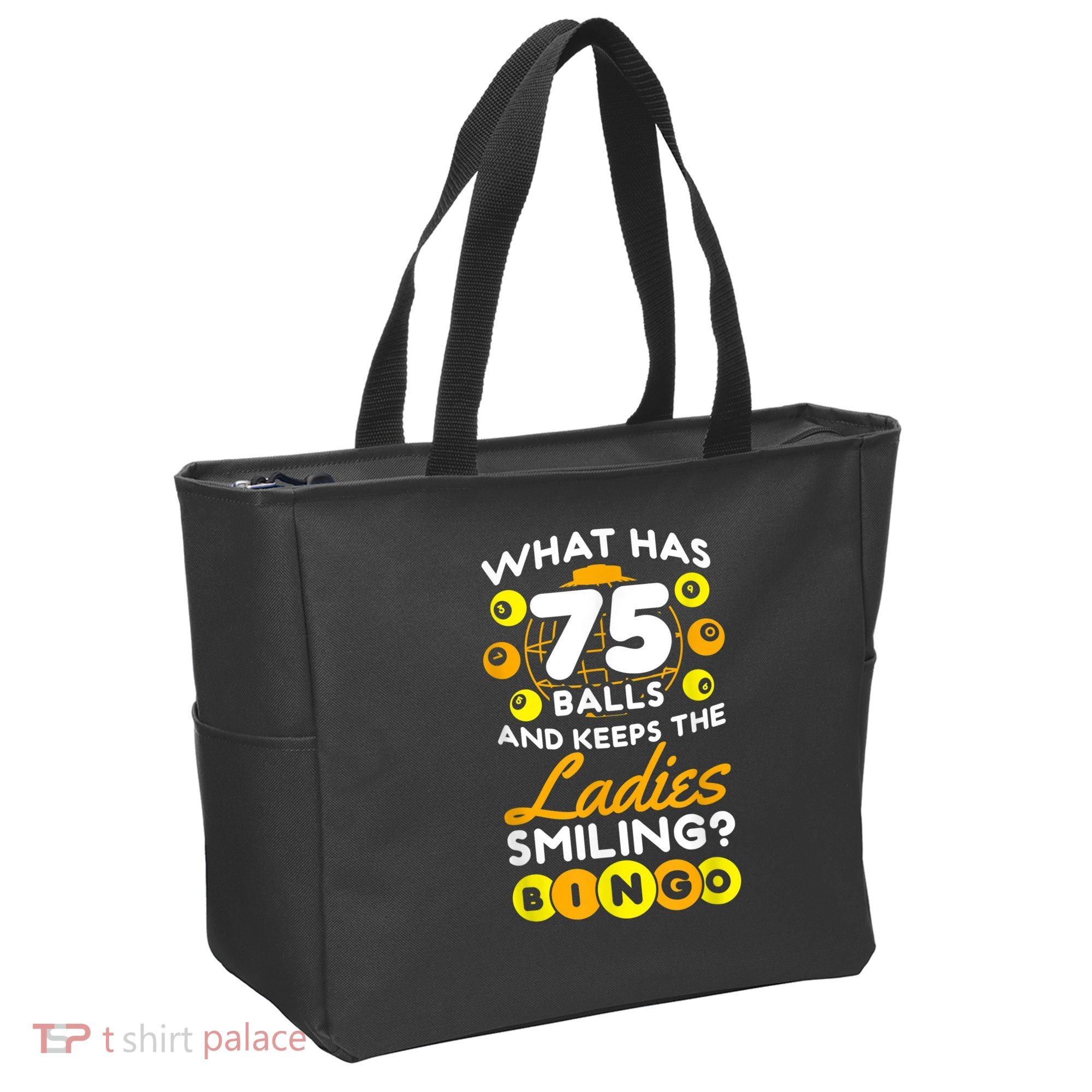 What Has 75 Balls And Keeps The Ladies Smiling Tote Bag