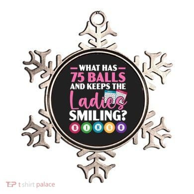 What Has 75 Balls And Keeps The Ladies Smiling Bingo Player Ornament