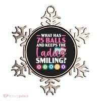 What Has 75 Balls And Keeps The Ladies Smiling Bingo Player Ornament thumb 0