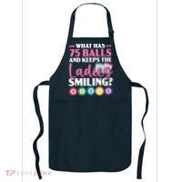 What Has 75 Balls And Keeps The Ladies Smiling Bingo Player Apron thumb 0