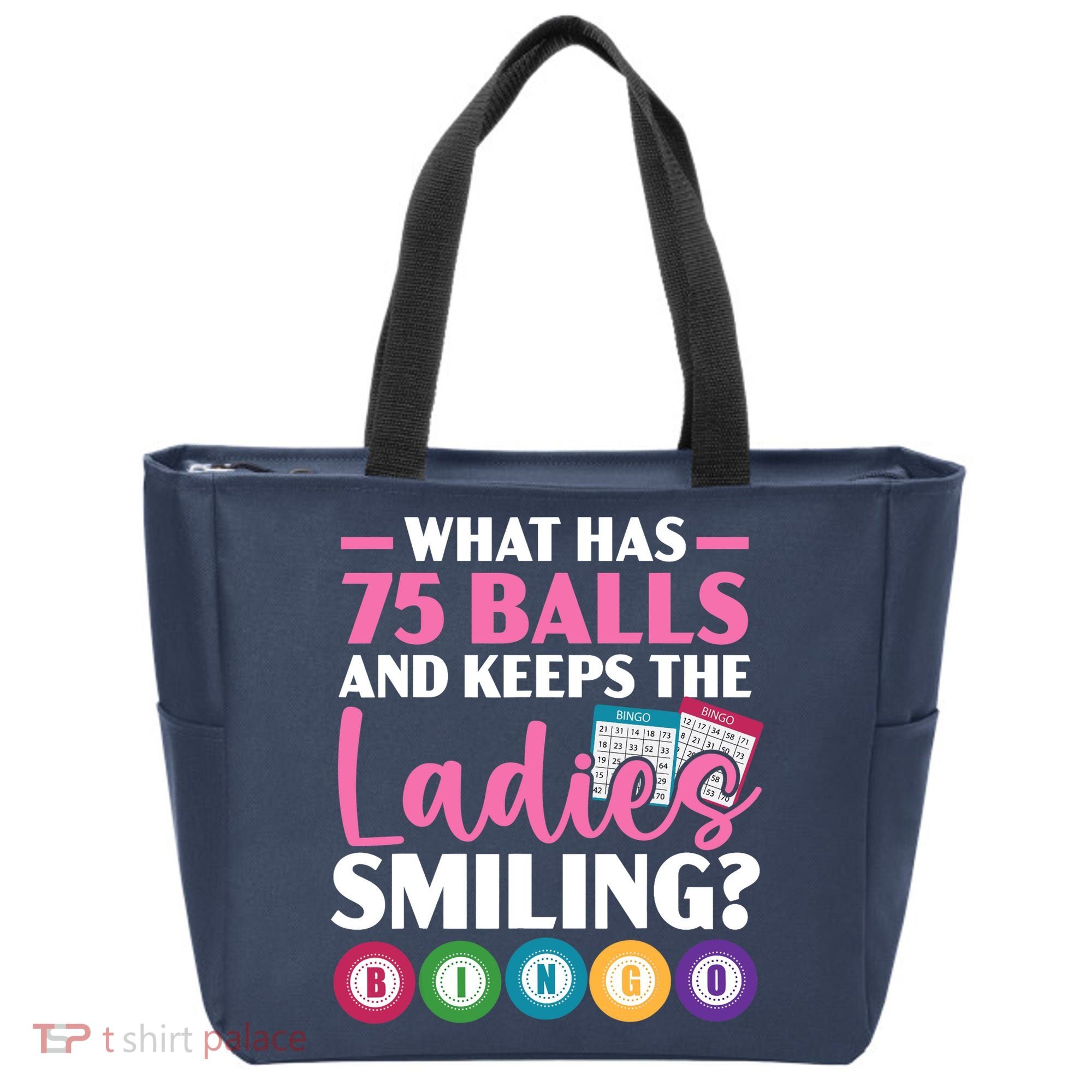 What Has 75 Balls And Keeps The Ladies Smiling Bingo Player Tote Bag