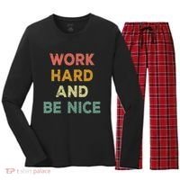 Work Hard And Be Nice Inspirational Positive Quote Women's Long Sleeve Flannel Pajama Set  thumb 0