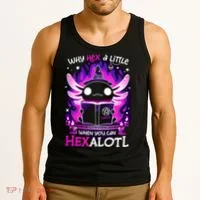 Why Hex A Little When U Can Hex Alotl Axolotl Halloween  Tank Top thumb 3