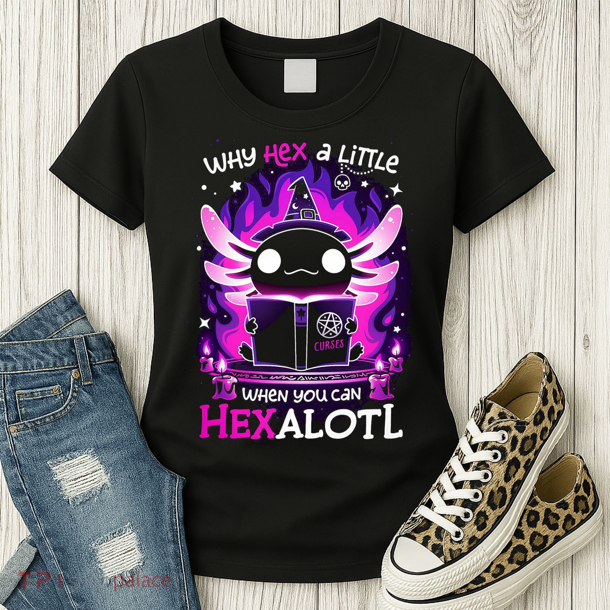 Why Hex A Little When U Can Hex Alotl Axolotl Halloween  Women's T-Shirt
