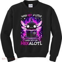 Why Hex A Little When U Can Hex Alotl Axolotl Halloween  Kids Sweatshirt thumb 0