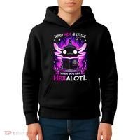 Why Hex A Little When U Can Hex Alotl Axolotl Halloween  Kids Hoodie thumb 4