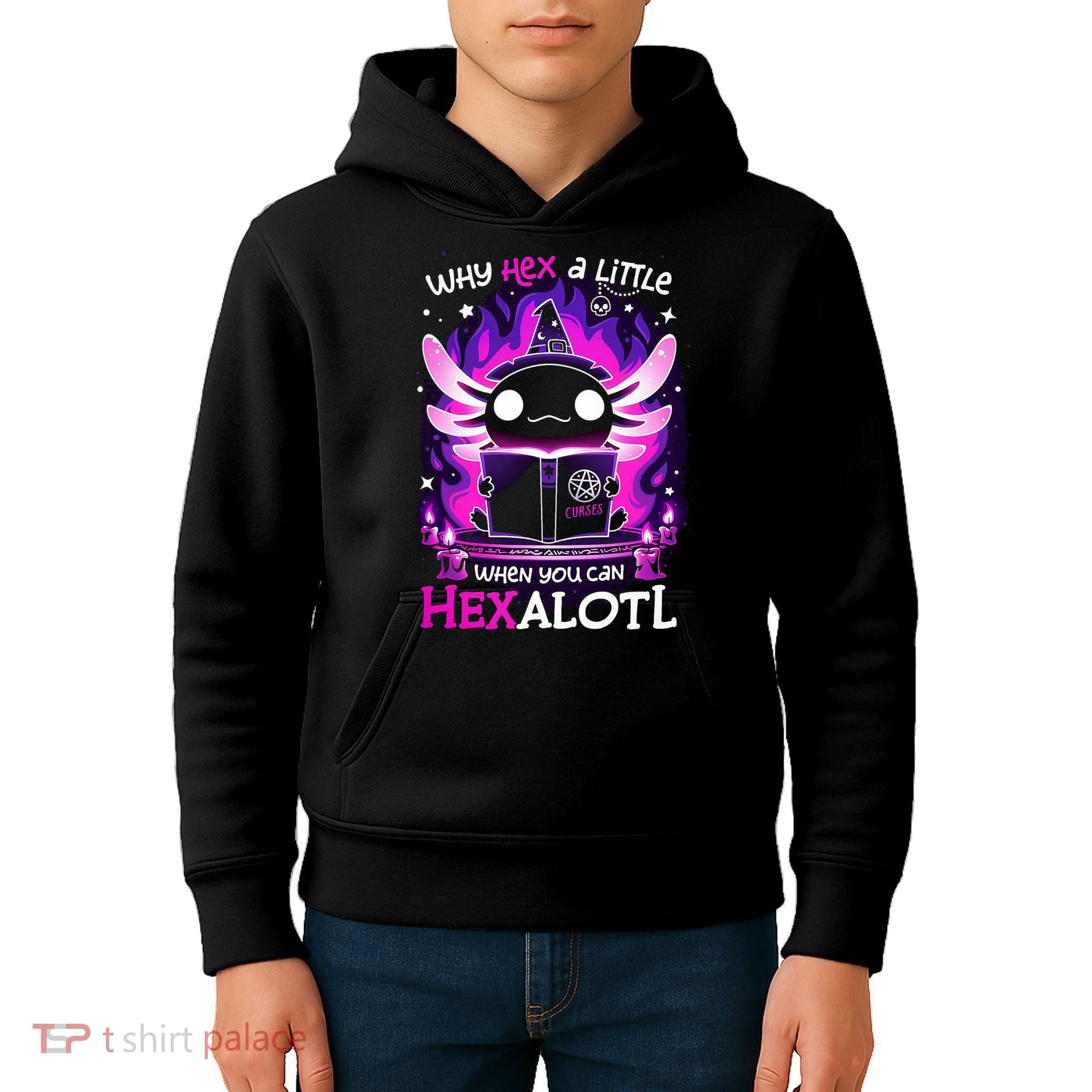 Why Hex A Little When U Can Hex Alotl Axolotl Halloween  Kids Hoodie