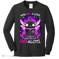 Why Hex A Little When U Can Hex Alotl Axolotl Halloween  Kids Long Sleeve Shirt thumb 0