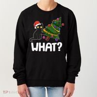 What? Bad Cat Knocking Over Christmas Tree Women's Sweatshirt thumb 0