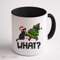 What? Bad Cat Knocking Over Christmas Tree Coffee Mug thumb 1