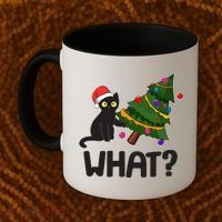 What? Bad Cat Knocking Over Christmas Tree Coffee Mug thumb 2