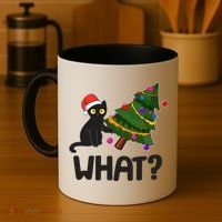 What? Bad Cat Knocking Over Christmas Tree Coffee Mug thumb 4