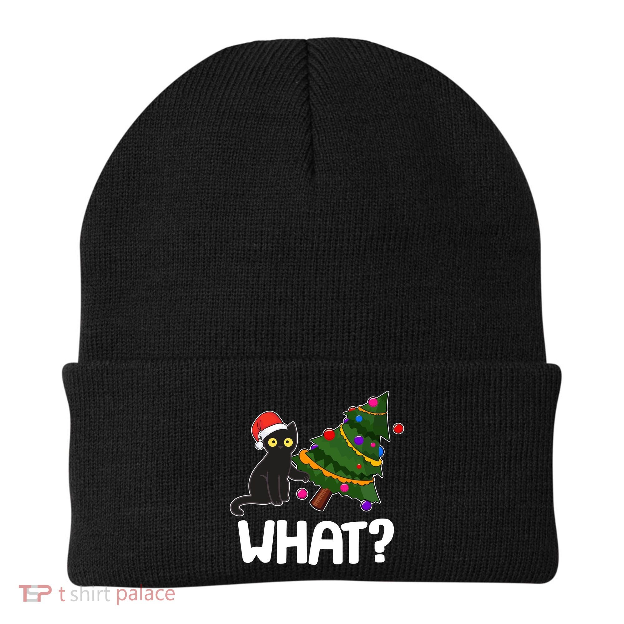 What? Bad Cat Knocking Over Christmas Tree Beanie