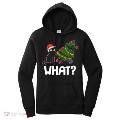 What? Bad Cat Knocking Over Christmas Tree Women's Hoodie