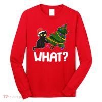 What? Bad Cat Knocking Over Christmas Tree Long Sleeve Shirt thumb 0