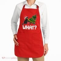 What? Bad Cat Knocking Over Christmas Tree Apron thumb 2