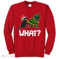 What? Bad Cat Knocking Over Christmas Tree Sweatshirt thumb 0
