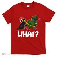 What? Bad Cat Knocking Over Christmas Tree T-Shirt thumb 0