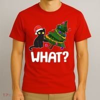 What? Bad Cat Knocking Over Christmas Tree T-Shirt thumb 3