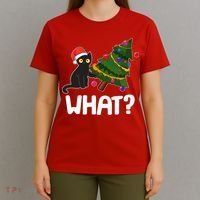 What? Bad Cat Knocking Over Christmas Tree T-Shirt thumb 4