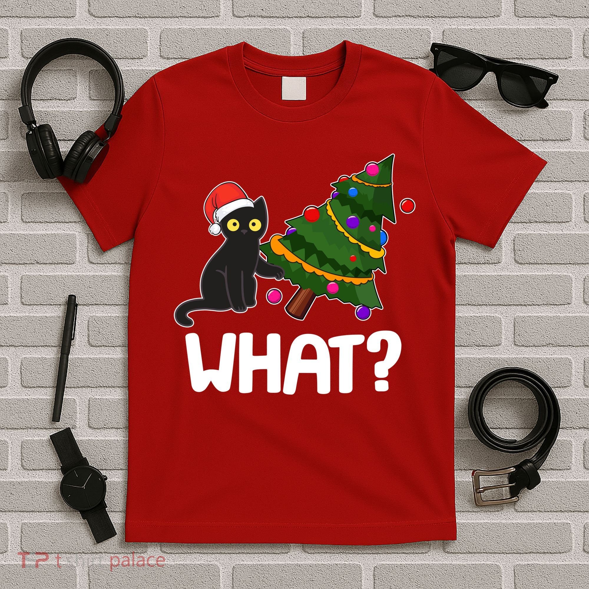 What? Bad Cat Knocking Over Christmas Tree T-Shirt