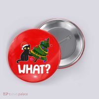 What? Bad Cat Knocking Over Christmas Tree Button thumb 0