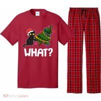 What? Bad Cat Knocking Over Christmas Tree Pajama Set thumb 0