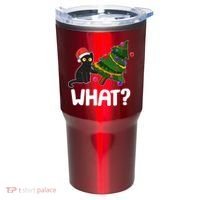 What? Bad Cat Knocking Over Christmas Tree Tumbler thumb 0